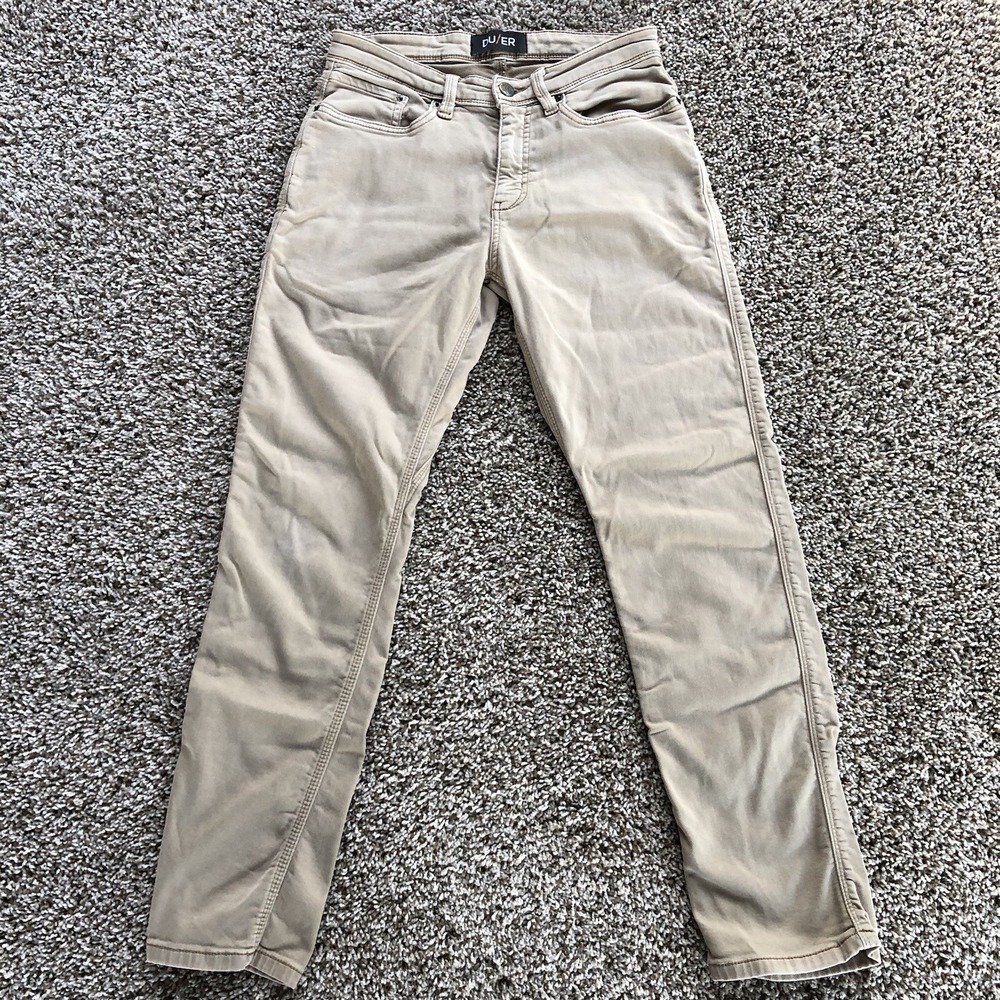 Du/er Pants Mens 30x30 Khaki N2X Relaxed Taper Stretch Chino Duer Performance